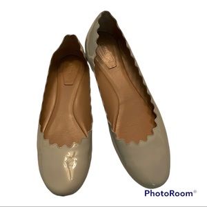 Chloe Lauren Scalloped Patent Leather Flats Size 40